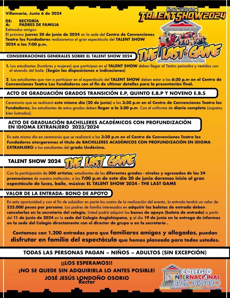 Consideraciones generales Talent Show 2024