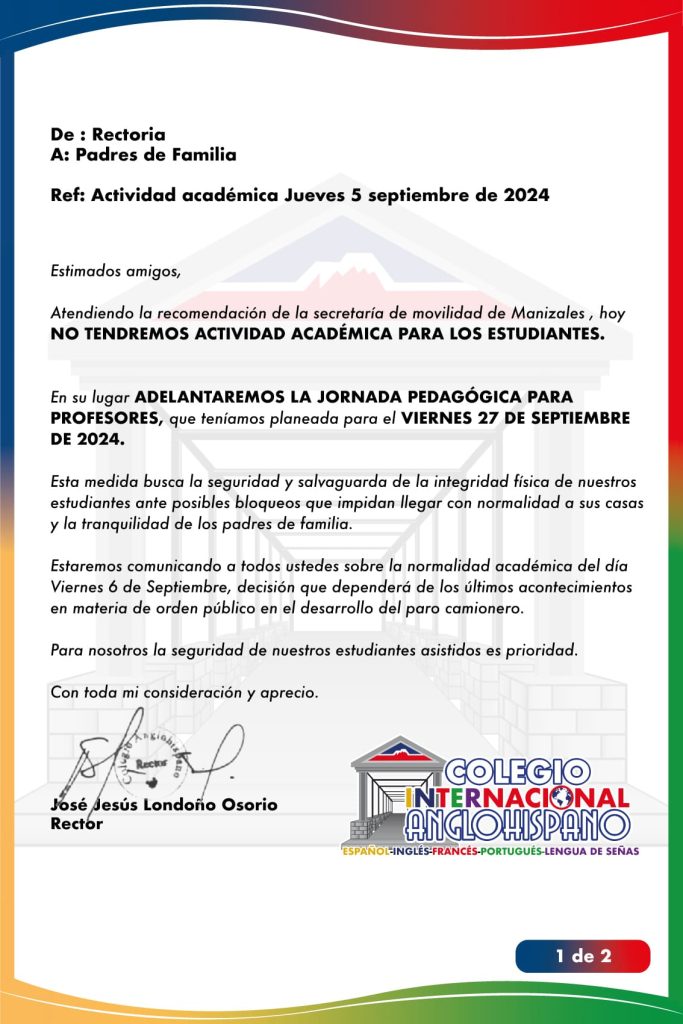 Comunicado del 5 de septiembre de 2024